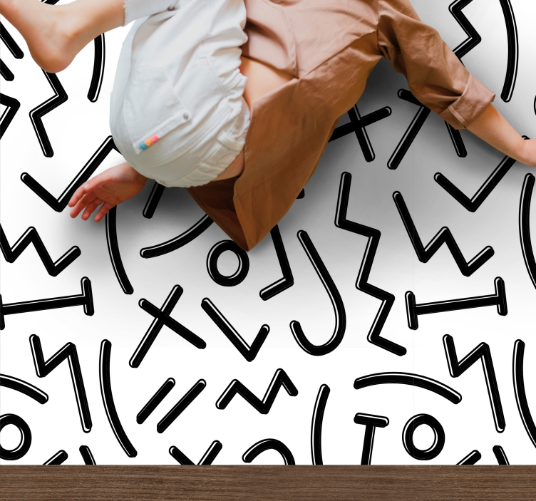 Mladinske črno-bele figure minimalna preproga - TenStickers