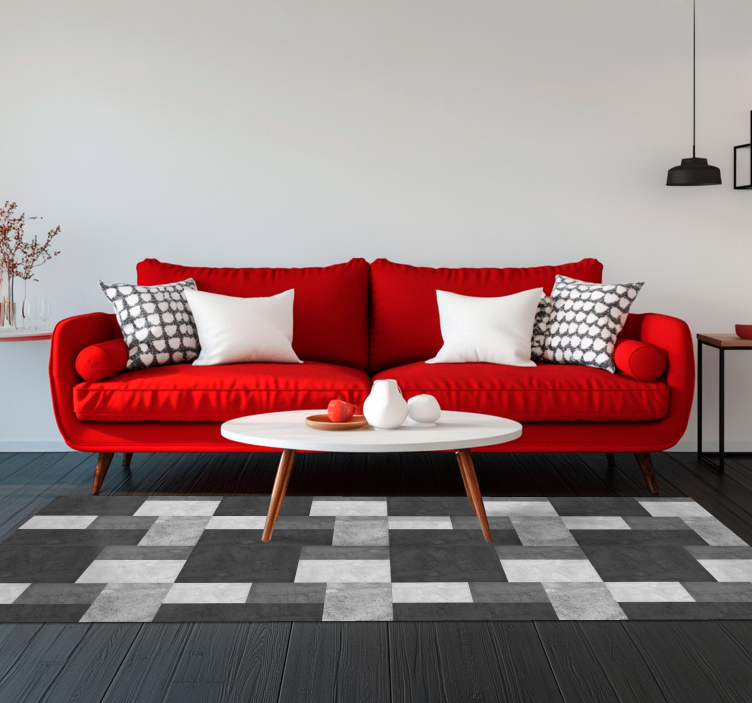 Moderno oblikovanje kvadratov Črni vinilni preproga - TenStickers