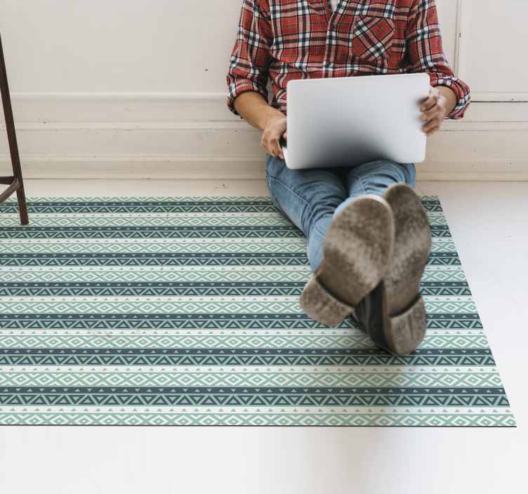 Modra etnično črtasta vinilna preproga - TenStickers