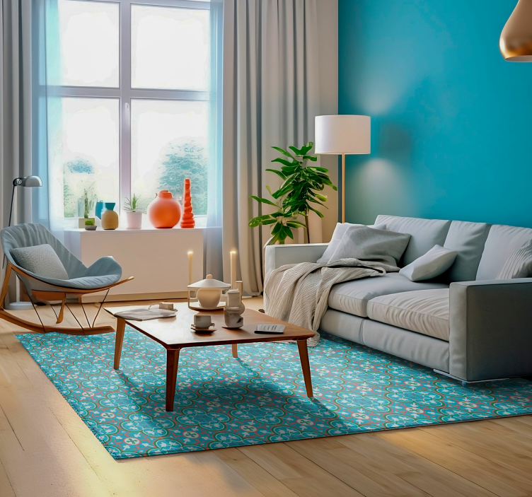 Modra hidravlična ploščica Starinski vinilni tlak - TenStickers