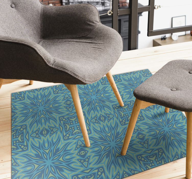 Modro navdihnjena simetrija Modra vinilna preproga - TenStickers