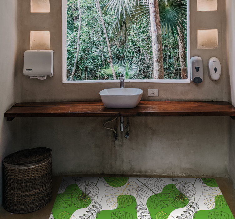 Monstera pušča dnevno sobo vinilna preproga - TenStickers