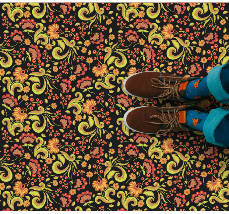 Motiv botaničnega vrtinca cvetlična vinilna preproga - TenStickers