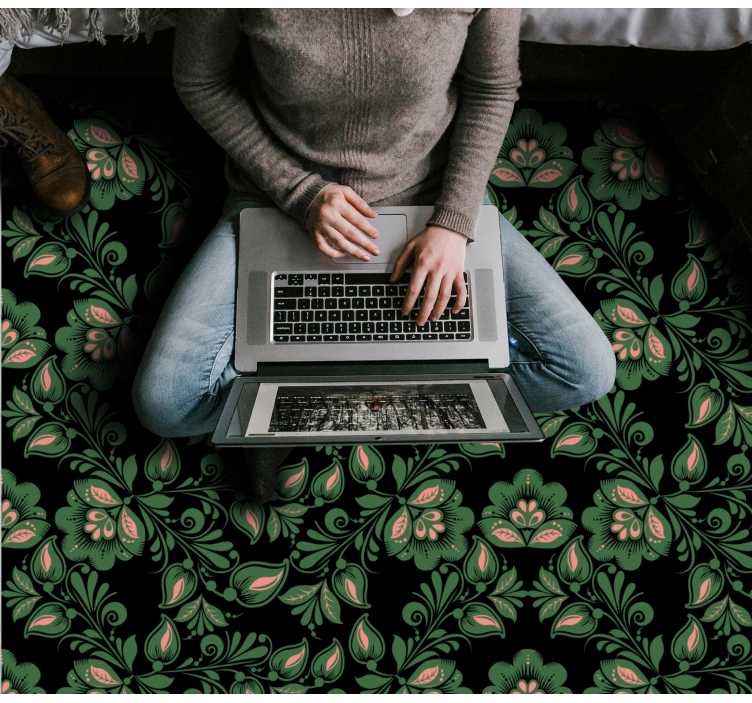 Motiv botaničnega zelenja cvetlična vinilna preproga - TenStickers