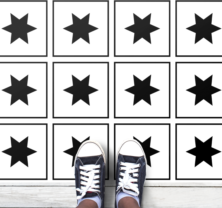 črno-beli motiv vinilna preproga s zvezdami - TenStickers
