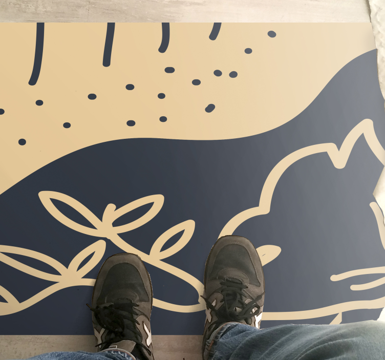 Bež listnati motiv Naravne vinilnea preproga - TenStickers