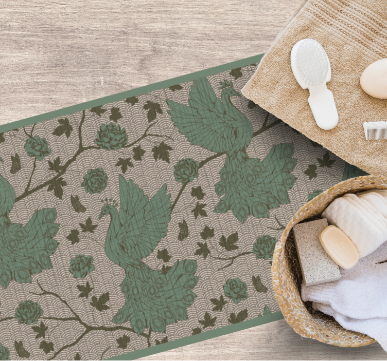 Motiv zelene favne cvetlična vinilna preproga - TenStickers