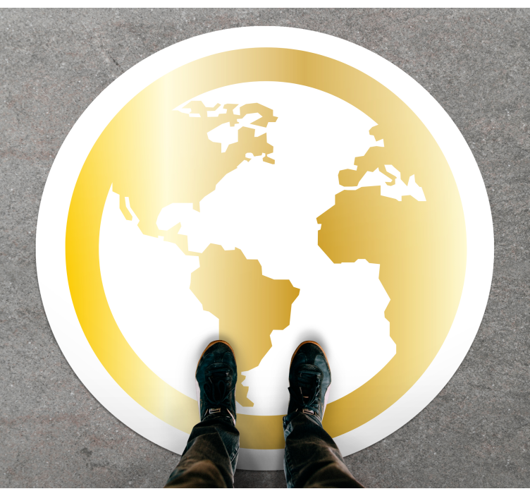 Motiv zlatega globusa Vinilna preproga z zemljevidom sveta - TenStickers