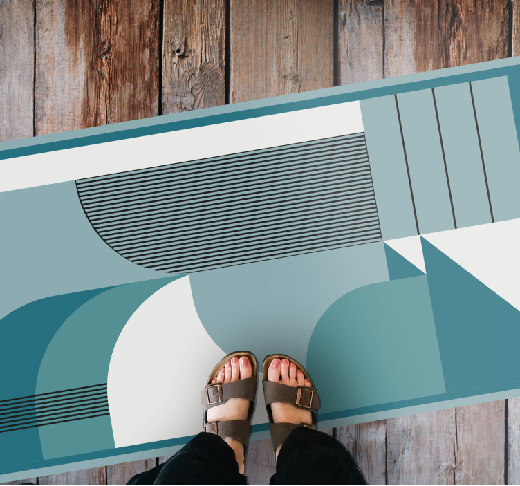 Blue abstract geometric shapes sodobne vinilne preproge - TenStickers