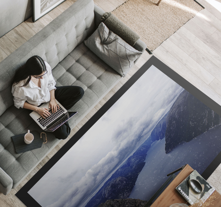 Norveški fjord modra voda narava vinil preproga - TenStickers