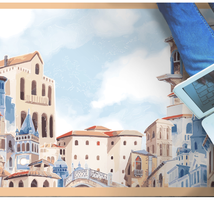 Obalna mestna krajina Vinilne preproge za spalnico - TenStickers