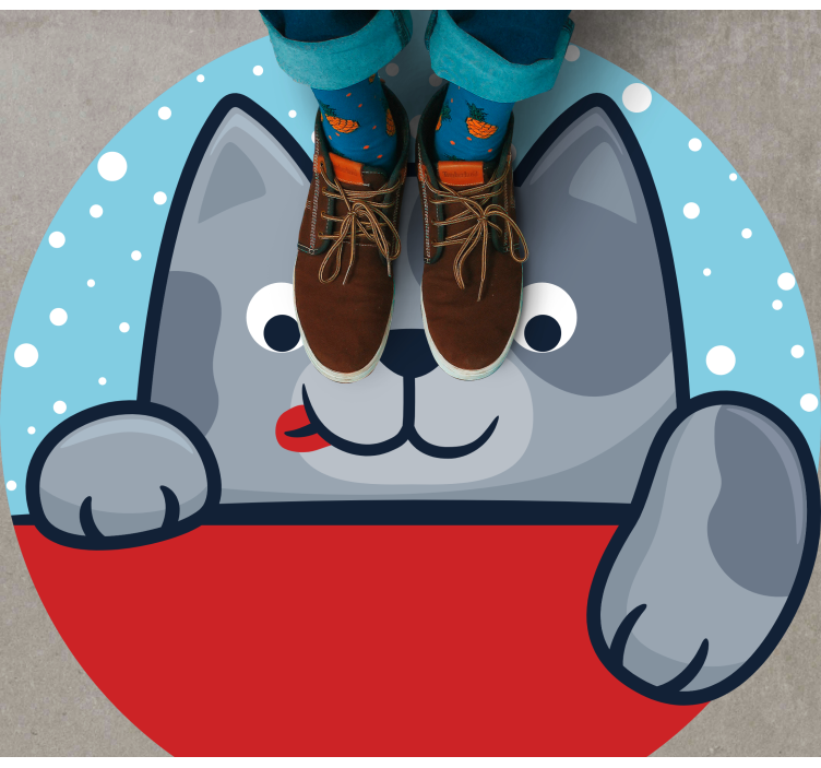 Očarljiva ilustracija mačke Tepih z živalskim potiskom - TenStickers