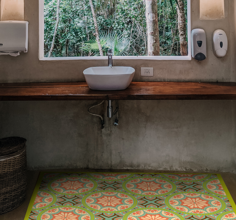 Okrašen vzorec ploščic Vinilna preproga za kopalnico - TenStickers