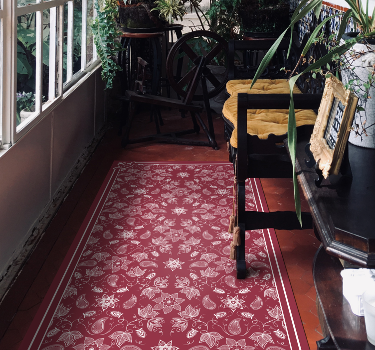 Okrašena cvetlična tapiserija Vinilna mozaik preproga - TenStickers