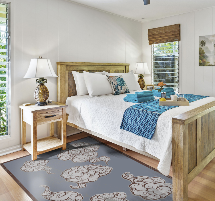 Okrašeni motivi oblakov Vinilne preproge za spalnico - TenStickers