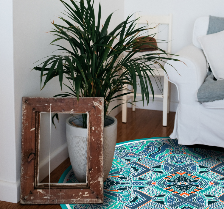 Okrogla etnična vinil preproga indijsko perje - TenStickers