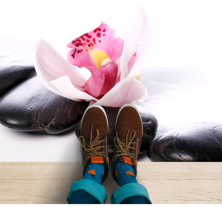 Orhideja s kamni cvetlična vinil preproga - TenStickers