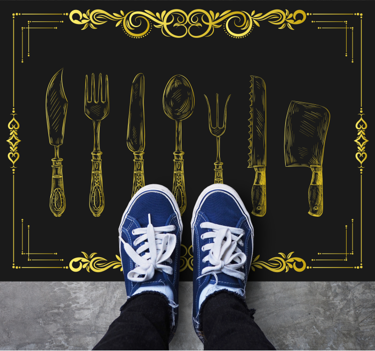 Oris kuhinjskih pripomočkov Vinilna preproga za kuhinjo - TenStickers