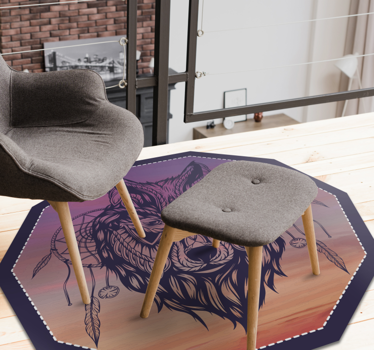 Osmerokotna ilustracija volka Tepih z živalskim potiskom - TenStickers