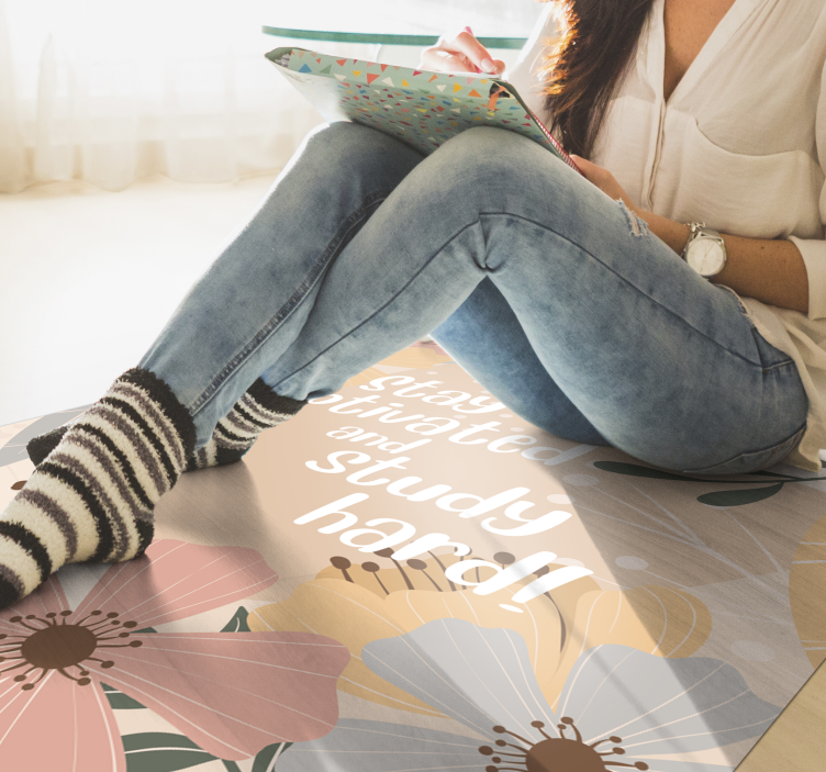 Ostani motiviran in se uči vinilne preproge z napisom - TenStickers