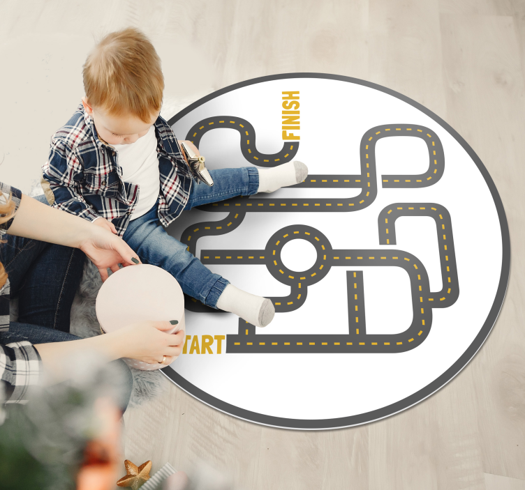 Spektakularna okrogla otroška vinilna preproga z mestom - TenStickers