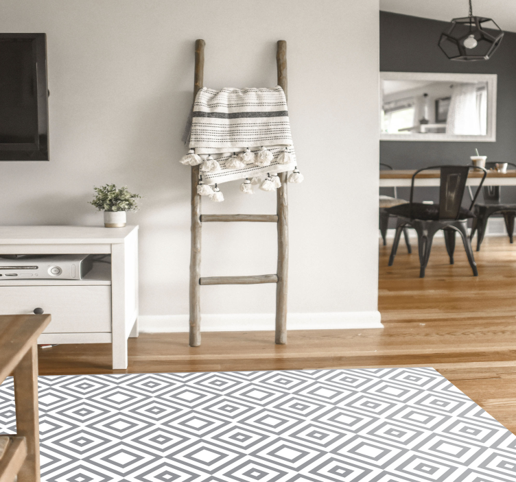 Panorama sivi kvadrati moderna vinil preproga - TenStickers