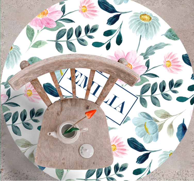 Personalizacija cvetličnih imen Vinilne preproge za spalnico - TenStickers