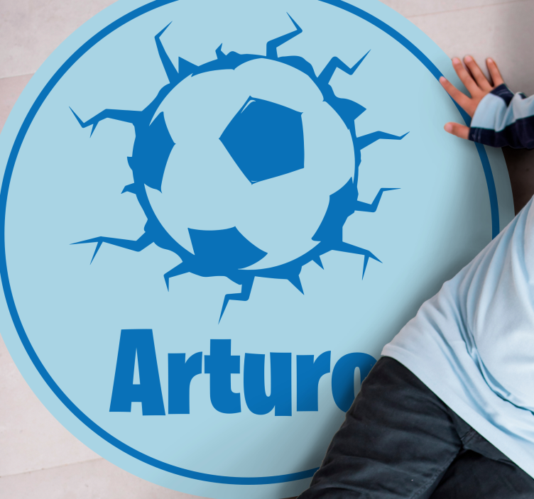 Beaking football ball with name in vinilne preproge - TenStickers