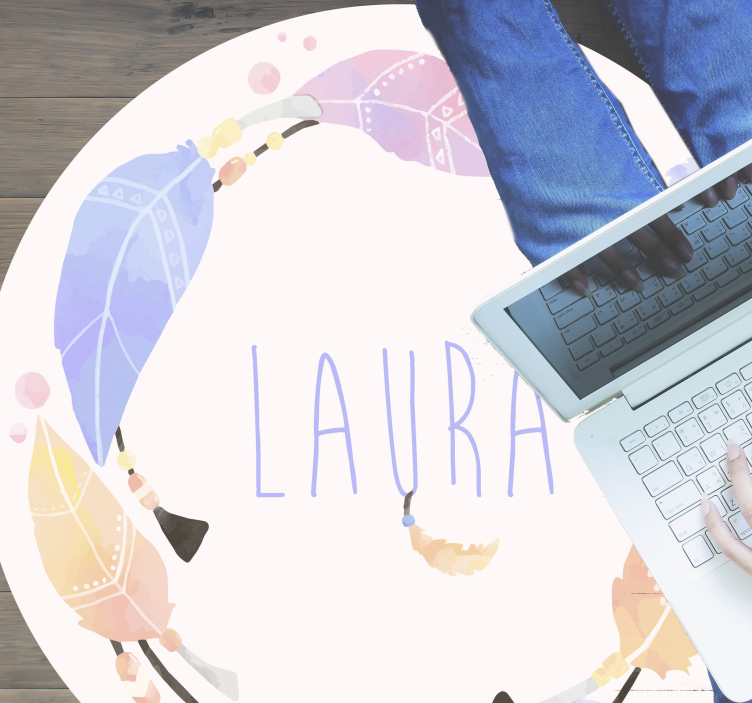 Personaliziran pernati krog Vinilna preproga z imeni - TenStickers