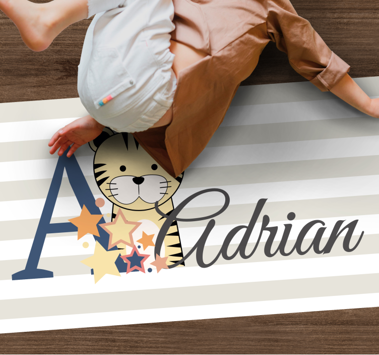 črtasti tigrov mladič z imenom Vinilna preproga za dojenčke - TenStickers