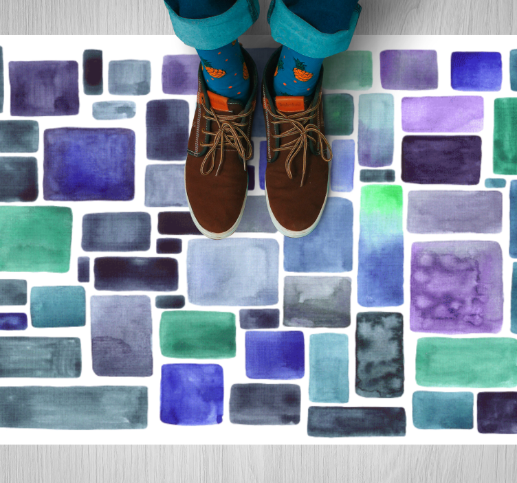 Vzorec blokov modrih odtenkov vinilna preproga - TenStickers