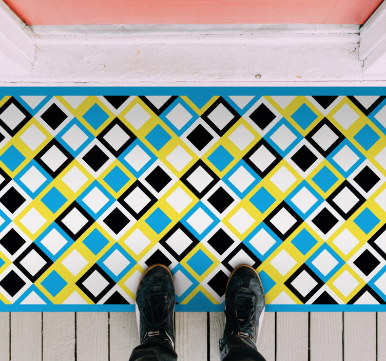 Barvit vzorec kvadratov geometrijske preproge iz vinila - TenStickers