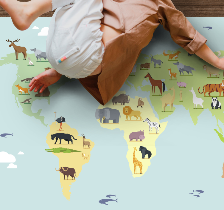 Pisane živali s celin sveta preprogo - TenStickers