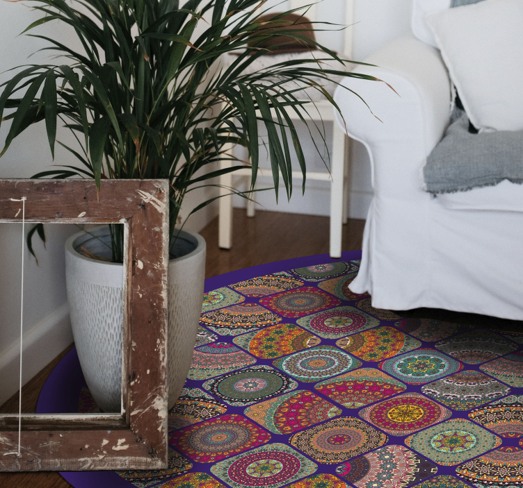 Pisani krožni vzorci Vinilna preproga mandala - TenStickers