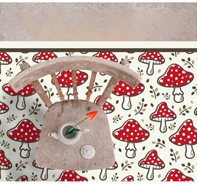 Playful mushroom motif naravna vinilna preproga - TenStickers