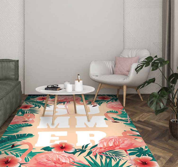 Poletje besedilo flamingo rože preproga po meri - TenStickers