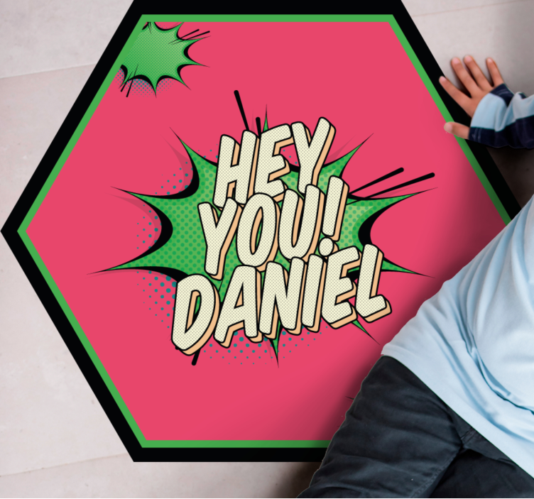 Pozdrav v komičnem slogu Vinilna preproga z imeni - TenStickers