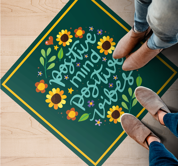 Pozitivne vibracije uma vinilne preproge z napisom - TenStickers