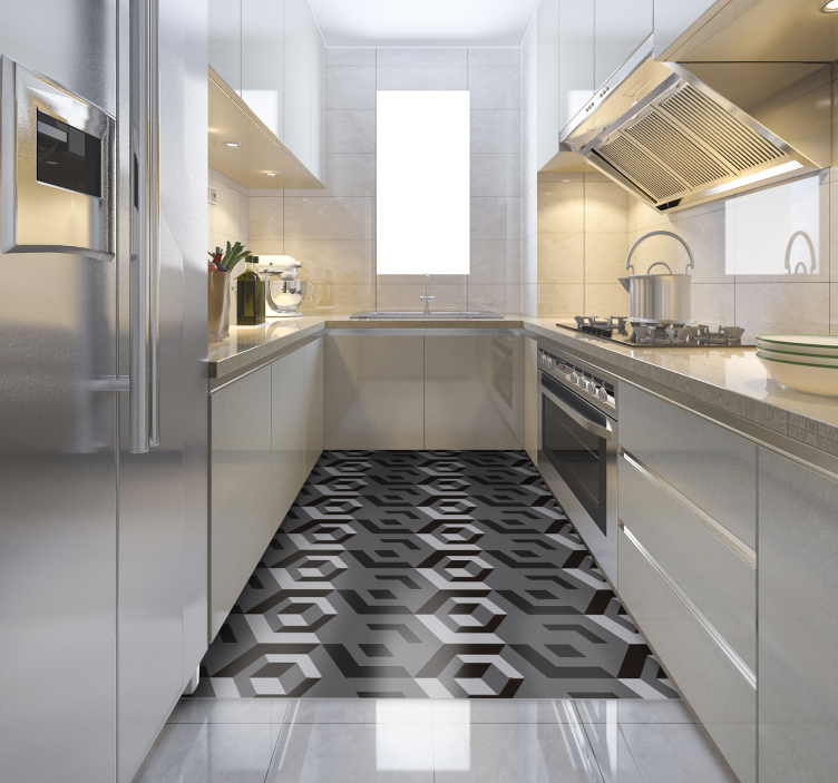 Pravokotna geometrijska vinilna preproga za kuhinjo - TenStickers