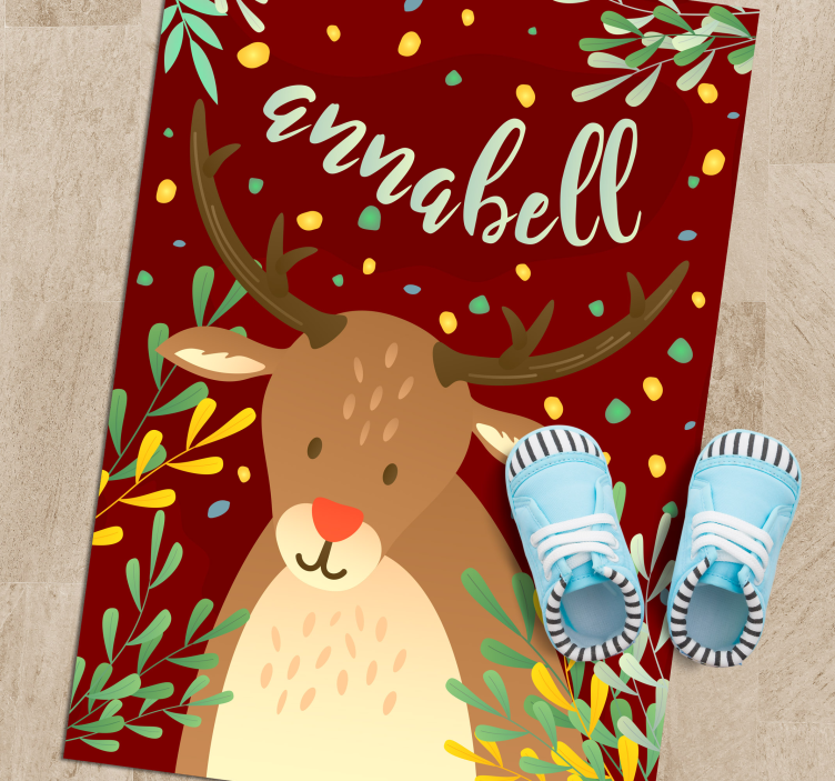 Severni jelen z imenom Božična vinilna preproga - TenStickers