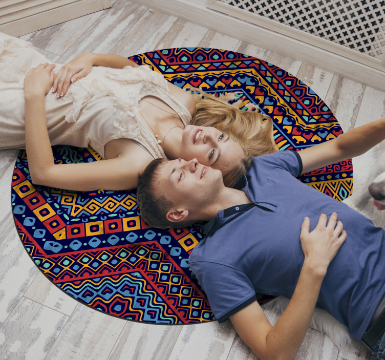 Prekrivni krožni etnični vzorec Etnične vinilna preproga - TenStickers