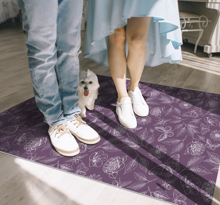 Vintage botanični vzorec preproga iz dnevne sobe vinila - TenStickers