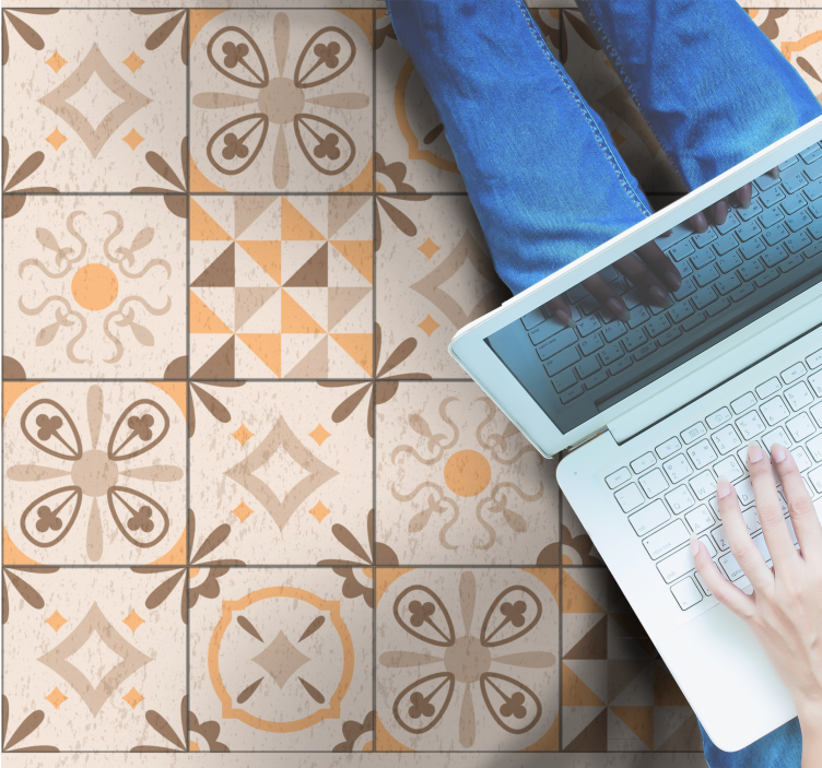 Preproga iz ploščic v mozaiku v bež barvi - TenStickers