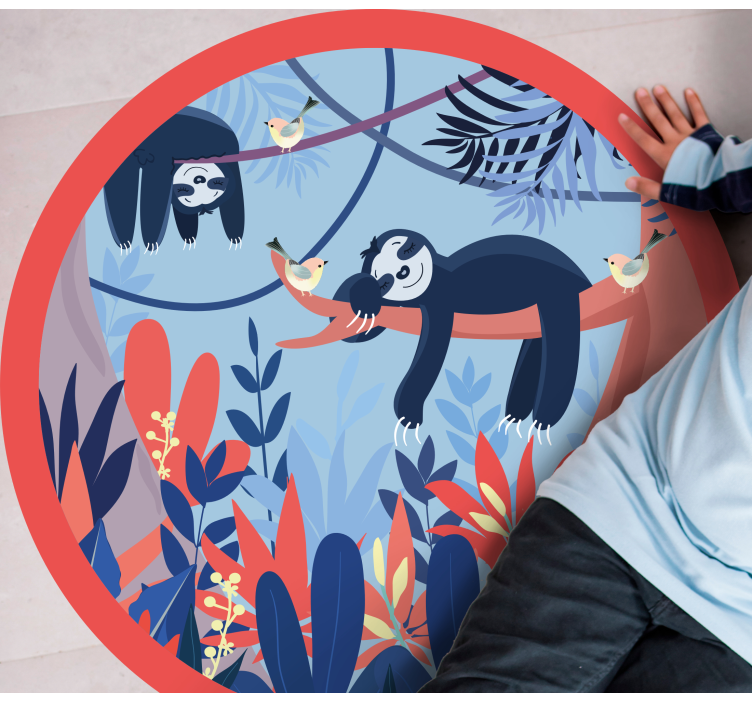 Prizor iz džungle, lenivci vinilni tepih s potiskom živali - TenStickers