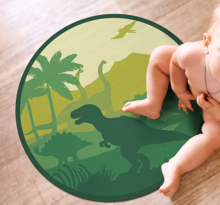 Dinosaur adventure scene vinilna preproga za dojenčke - TenStickers