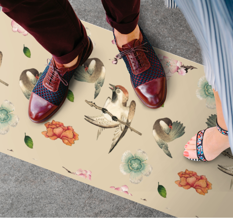 Ptice in rože Tepih z živalskim potiskom - TenStickers