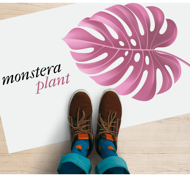 Roza monstera rastlina cvetlična vinilna preproga - TenStickers