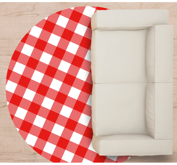Rdeč karo vzorec Okrogla vinilna preproga - TenStickers