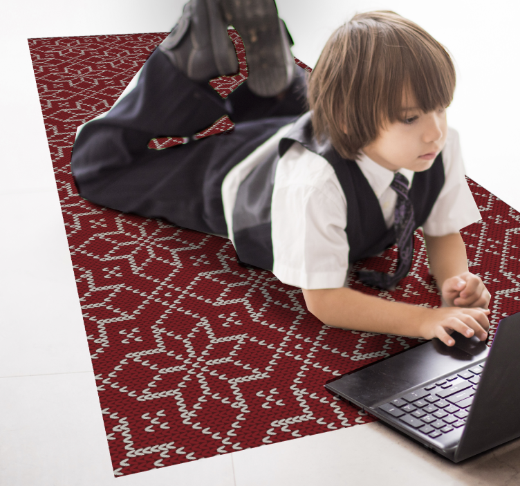 Rdeča in bela snežinka božična vinil preproga - TenStickers