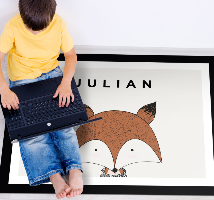 Rdeča lisica z imenom personalizirana podloga - TenStickers